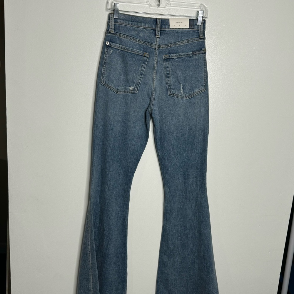7 For All Mankind Light Blue High-Waist Flare Jeans - Picture 6 of 12